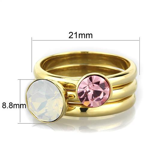 MATK1785 - IP Gold(Ion Plating) Stainless Steel Ring with Top Grade Crystal  in White