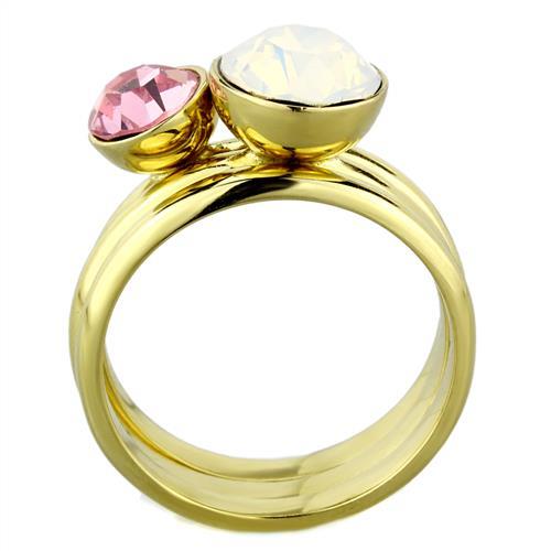 MATK1785 - IP Gold(Ion Plating) Stainless Steel Ring with Top Grade Crystal  in White
