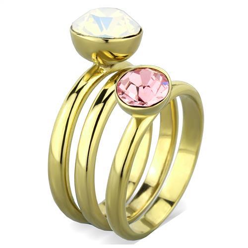 MATK1785 - IP Gold(Ion Plating) Stainless Steel Ring with Top Grade Crystal  in White