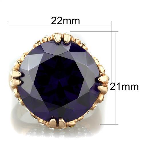 MATK1786 - IP Rose Gold(Ion Plating) Stainless Steel Ring with AAA Grade CZ  in Amethyst