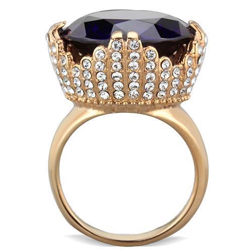 MATK1786 - IP Rose Gold(Ion Plating) Stainless Steel Ring with AAA Grade CZ  in Amethyst