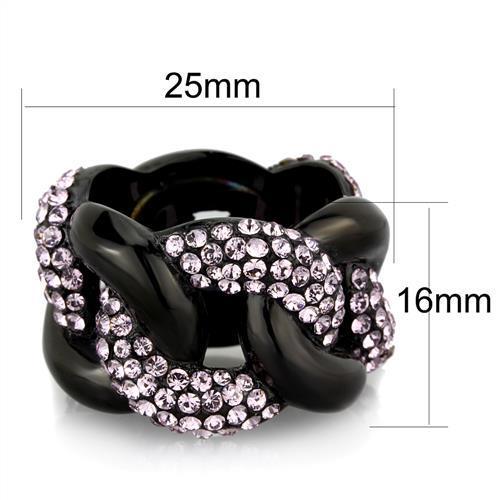 MATK1787 - IP Black(Ion Plating) Stainless Steel Ring with Top Grade Crystal  in Light Amethyst
