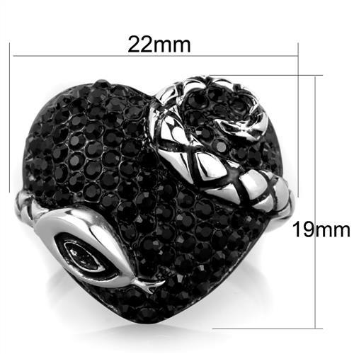 MATK1788 - Two-Tone IP Black (Ion Plating) Stainless Steel Ring with Top Grade Crystal  in Jet