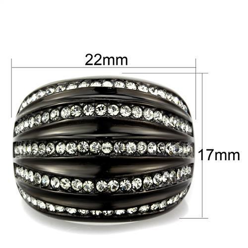 MATK1789 - IP Black(Ion Plating) Stainless Steel Ring with Top Grade Crystal  in Black Diamond