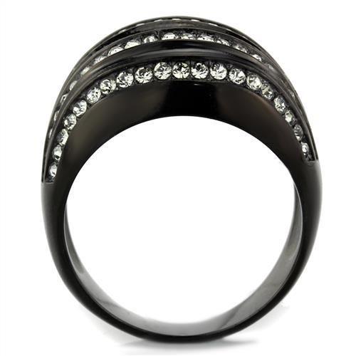 MATK1789 - IP Black(Ion Plating) Stainless Steel Ring with Top Grade Crystal  in Black Diamond