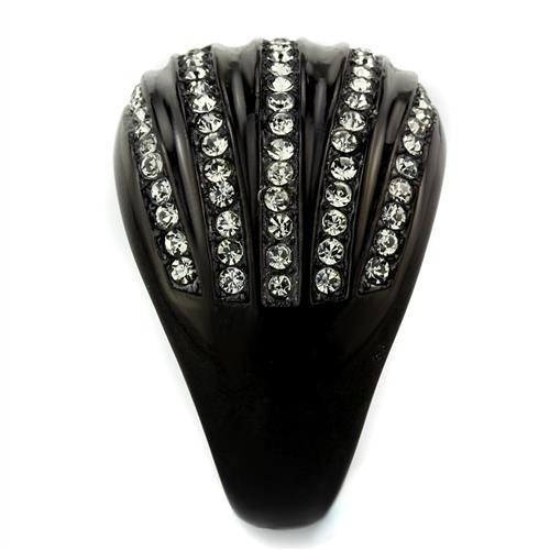MATK1789 - IP Black(Ion Plating) Stainless Steel Ring with Top Grade Crystal  in Black Diamond