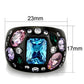 MATK1790 - IP Black(Ion Plating) Stainless Steel Ring with AAA Grade CZ  in Sea Blue