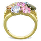 MATK1791 - Two-Tone IP Gold (Ion Plating) Stainless Steel Ring with Assorted  in Multi Color