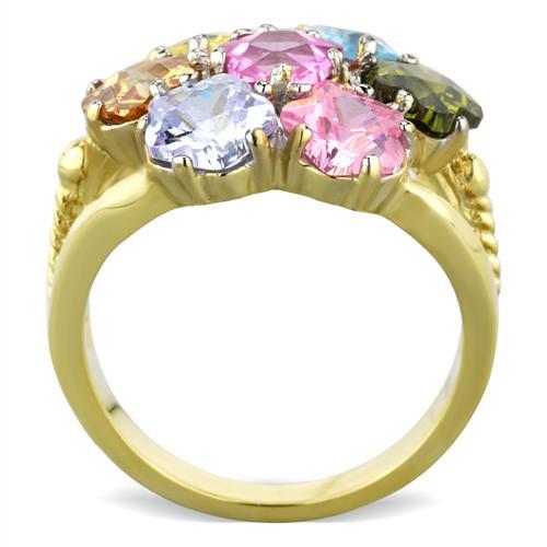 MATK1791 - Two-Tone IP Gold (Ion Plating) Stainless Steel Ring with Assorted  in Multi Color