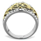 MATK1792 - Two-Tone IP Gold (Ion Plating) Stainless Steel Ring with Top Grade Crystal  in Clear