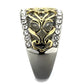 MATK1792 - Two-Tone IP Gold (Ion Plating) Stainless Steel Ring with Top Grade Crystal  in Clear