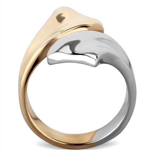 MATK1793 - Two-Tone IP Rose Gold Stainless Steel Ring with No Stone