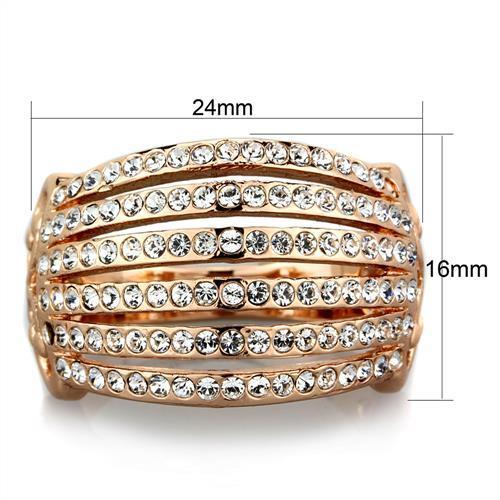 MATK1797 - IP Rose Gold(Ion Plating) Stainless Steel Ring with Top Grade Crystal  in Clear