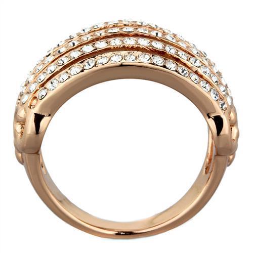 MATK1797 - IP Rose Gold(Ion Plating) Stainless Steel Ring with Top Grade Crystal  in Clear