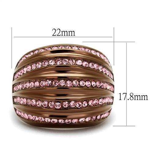 MATK1789LC - IP Coffee light Stainless Steel Ring with Top Grade Crystal  in Light Rose