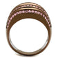 MATK1789LC - IP Coffee light Stainless Steel Ring with Top Grade Crystal  in Light Rose