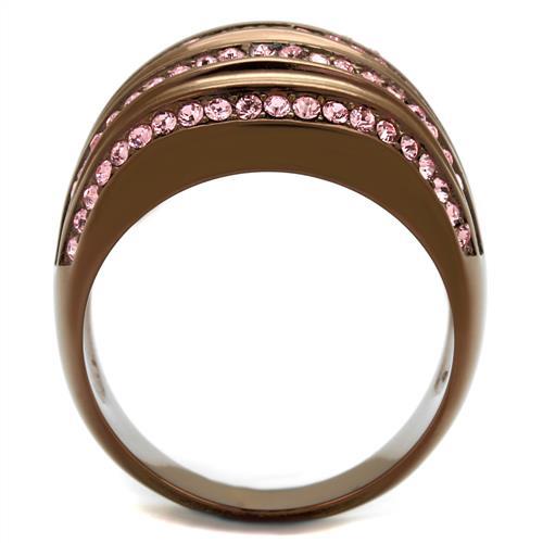 MATK1789LC - IP Coffee light Stainless Steel Ring with Top Grade Crystal  in Light Rose