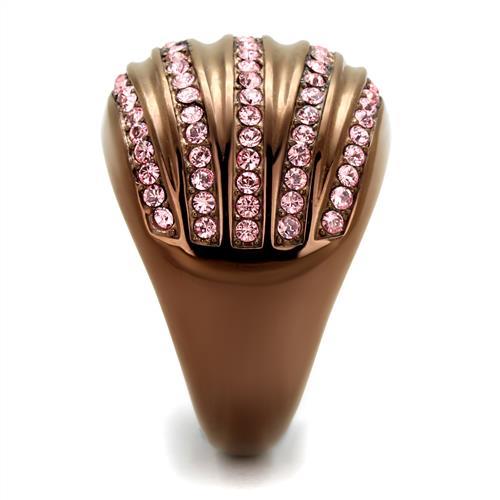 MATK1789LC - IP Coffee light Stainless Steel Ring with Top Grade Crystal  in Light Rose