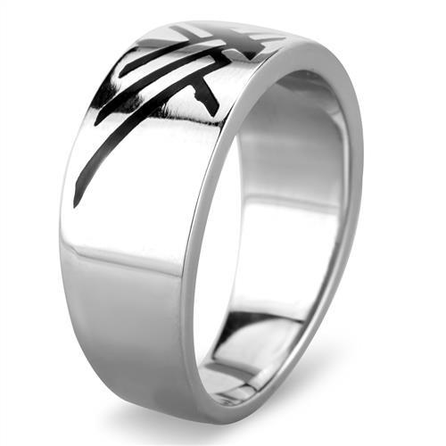MATK1800 - High polished (no plating) Stainless Steel Ring with Epoxy  in Jet