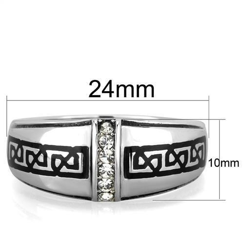MATK1801 - High polished (no plating) Stainless Steel Ring with Top Grade Crystal  in Clear