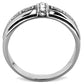 MATK1801 - High polished (no plating) Stainless Steel Ring with Top Grade Crystal  in Clear