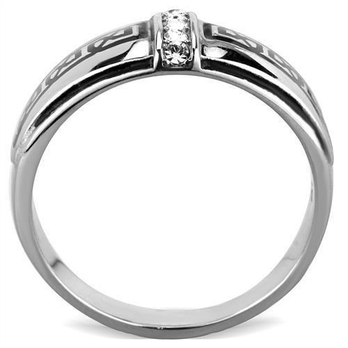 MATK1801 - High polished (no plating) Stainless Steel Ring with Top Grade Crystal  in Clear
