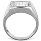 MATK1802 - High polished (no plating) Stainless Steel Ring with AAA Grade CZ  in Clear