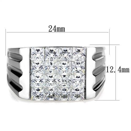 MATK1803 - High polished (no plating) Stainless Steel Ring with AAA Grade CZ  in Clear