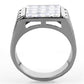 MATK1803 - High polished (no plating) Stainless Steel Ring with AAA Grade CZ  in Clear