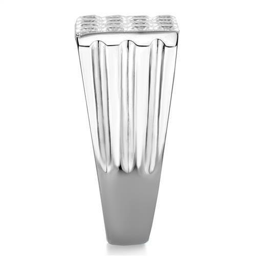 MATK1803 - High polished (no plating) Stainless Steel Ring with AAA Grade CZ  in Clear