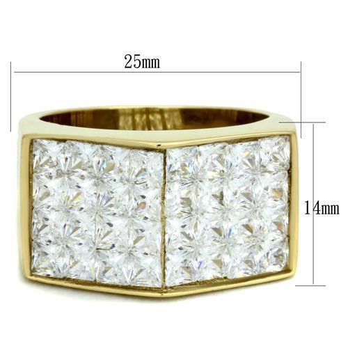 MATK1808 - IP Gold(Ion Plating) Stainless Steel Ring with AAA Grade CZ  in Clear