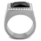 MATK1810 - High polished (no plating) Stainless Steel Ring with Synthetic Onyx in Jet