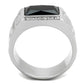 MATK1811 - High polished (no plating) Stainless Steel Ring with Synthetic Onyx in Jet
