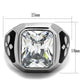 MATK1813 - High polished (no plating) Stainless Steel Ring with AAA Grade CZ  in Clear
