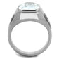 MATK1813 - High polished (no plating) Stainless Steel Ring with AAA Grade CZ  in Clear