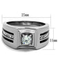 MATK1814 - High polished (no plating) Stainless Steel Ring with AAA Grade CZ  in Clear
