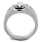 MATK1814 - High polished (no plating) Stainless Steel Ring with AAA Grade CZ  in Clear