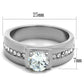 MATK1816 - High polished (no plating) Stainless Steel Ring with AAA Grade CZ  in Clear