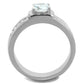 MATK1816 - High polished (no plating) Stainless Steel Ring with AAA Grade CZ  in Clear