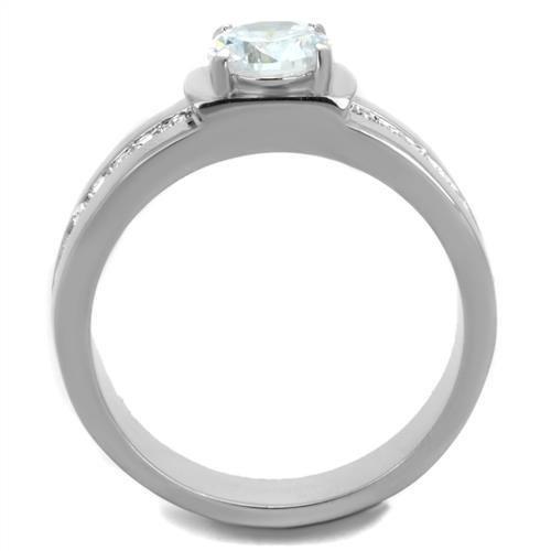 MATK1816 - High polished (no plating) Stainless Steel Ring with AAA Grade CZ  in Clear