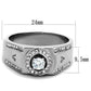 MATK1819 - High polished (no plating) Stainless Steel Ring with AAA Grade CZ  in Clear