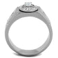 MATK1819 - High polished (no plating) Stainless Steel Ring with AAA Grade CZ  in Clear
