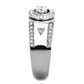 MATK1819 - High polished (no plating) Stainless Steel Ring with AAA Grade CZ  in Clear