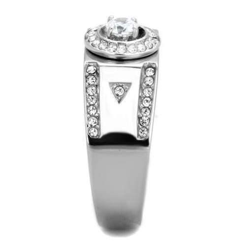 MATK1819 - High polished (no plating) Stainless Steel Ring with AAA Grade CZ  in Clear