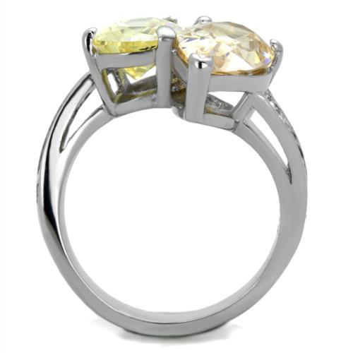 MATK1820 - High polished (no plating) Stainless Steel Ring with AAA Grade CZ  in Multi Color