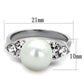 MATK1824 - High polished (no plating) Stainless Steel Ring with Synthetic Pearl in White