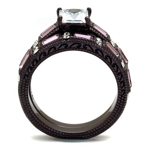MATK1829DC - IP Dark Brown (IP coffee) Stainless Steel Ring with AAA Grade CZ  in Clear