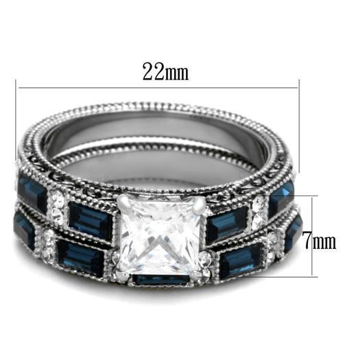 MATK1829 - High polished (no plating) Stainless Steel Ring with AAA Grade CZ  in Clear