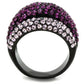 MATK1831 - IP Black(Ion Plating) Stainless Steel Ring with Top Grade Crystal  in Multi Color