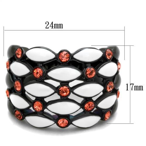 MATK1832 - IP Black(Ion Plating) Stainless Steel Ring with Top Grade Crystal  in Garnet